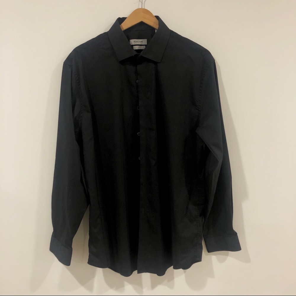 Kenneth Cole Reaction Slim Fit Stretch Black Shirt